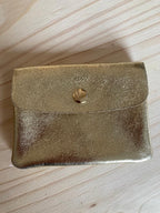 Porte-monnaie femme en cuir métallisé avec compartiment monnaie et cartes, portefeuille brillant femme