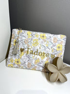 Trousse Pochette zipée liberty à message "J'adore" "Chance" "Happy" "Smile" "Maman je t'aime" coton