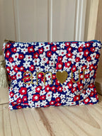 Trousse Pochette zipée liberty à message "AMOUR" coton