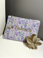 Trousse Pochette zipée liberty à message "J'adore" "Chance" "Happy" "Smile" "Maman je t'aime" coton