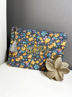 Trousse Pochette zipée liberty à message "J'adore" "Chance" "Happy" "Smile" "Maman je t'aime" coton