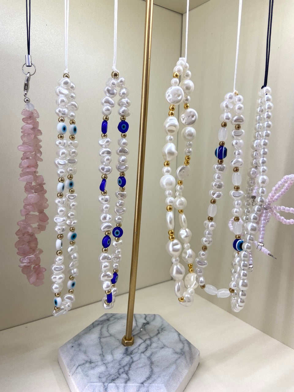 Bijoux de téléphone, dragonne pour téléphone avec perles colorées, Chaîne pour téléphone, Breloque pour téléphone, Accessoires de téléphone