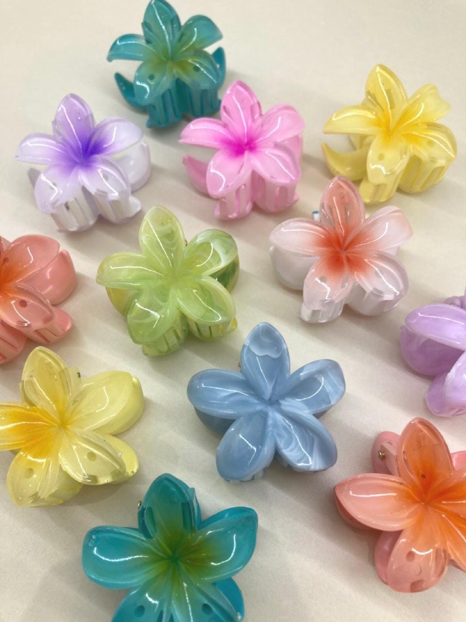 Petites pinces barettes à cheveux colorées en forme de fleurs de tiaré