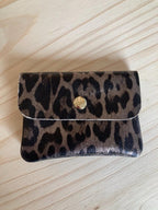 Porte-monnaie femme en cuir métallisé avec compartiment monnaie et cartes, portefeuille brillant femme